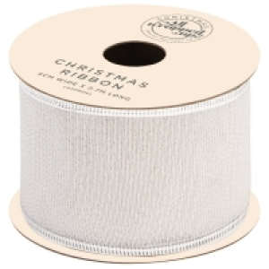 Christmas Silver Gift Ribbon 2.7m - Stripe