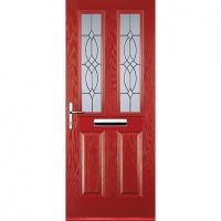 Wickes  Euramax 2 Panel 2 Square Red Right Hand Composite Door 840mm