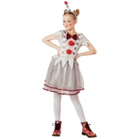 BMStores  Girls Clown Halloween Costume 5-10 Years - White