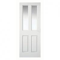 Wickes  Wickes Stirling White Clear Glazed Grained Moulded 4 Panel I
