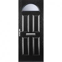 Wickes  Euramax 4 Panel 1 Arch Black Right Hand Composite Door 840mm