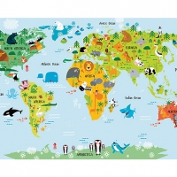 Wickes  ohpopsi The Whole Wide World Map Wall Mural - L 3m (W) x 2.4