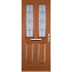 Wickes  Euramax 2 Panel 2 Square Oak Left Hand Composite Door 920mm 