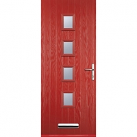 Wickes  Euramax 4 Square Red Left Hand Composite Door 880mm x 2100mm