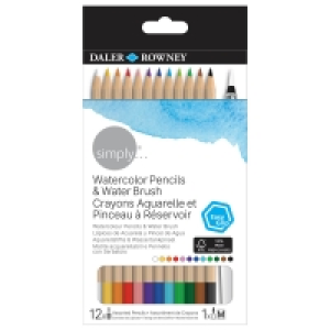 Daler Rowney Watercolour Pencils & Water Brush 13pk