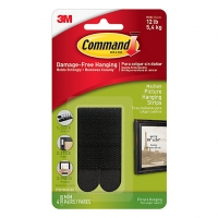 Wickes  Command Black Medium Picture Hanging Strips - 4 Pairs