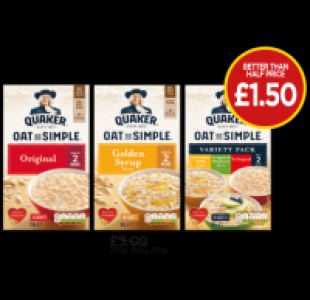 Quaker Oat So Simple Original Porridge Sachets, Golden Syrup £1.50
