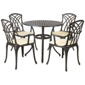 Charles Bentley 4 Seater Round Cast Aluminium Garden Dining