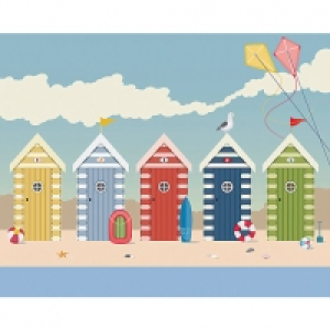 ohpopsi Beach Huts Wall Mural - L 3m (W) x 2.4m (H)