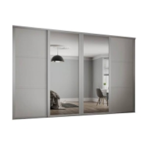 Shaker 4 Door Sliding Wardrobe Kit Cashmere Panel / Mirror ( £536.25