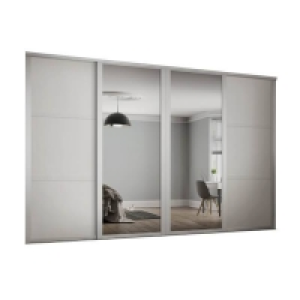 Shaker 4 Door Sliding Wardrobe Kit White Panel / Mirror with £478.50