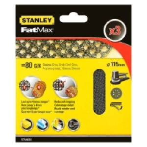 STANLEY FATMAX - 3x 80g Quick Fit Random Orbital Sanding Mes £9.00