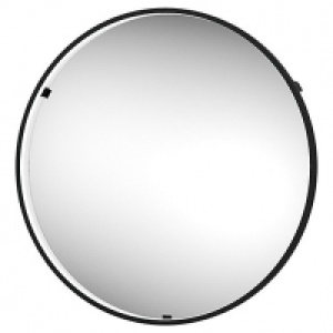 Kuto Circular Floating Edge Matt Black Round LED Mirror - 60