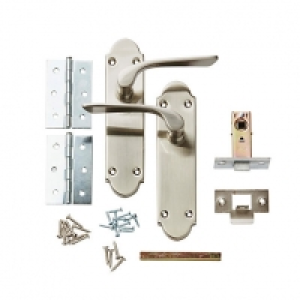 Wickes  Wickes Pierre Latch Door Handle Set - Satin Nickel 1 Pair