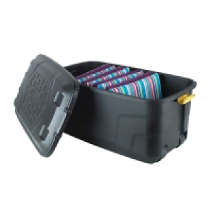 145L Strata Plastic Heavy Duty Storage Trunk on Wheels Black £15.99