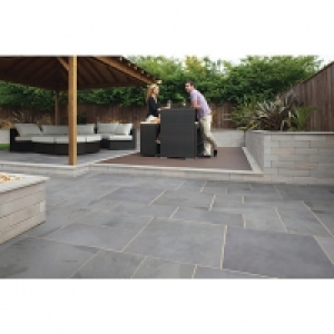 Wickes  Marshalls Casarta Slate Textured Silver Grey Paving Slab 400