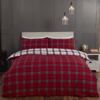 HomeBargains  Home Collections Brushed Cotton Printed Duvet Cover: Checked