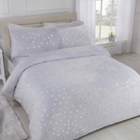 HomeBargains  Sleepdown Polka Dot Silver Foil Fleece Bedding - Reversible 