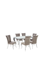 LittleWoods  Grace 160 cm Rectangle Dining Table + 6 Chairs - White/Chrom