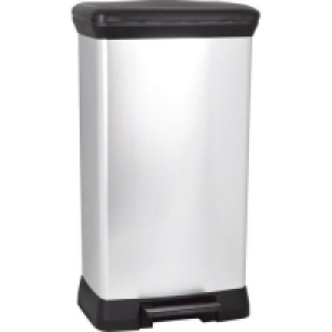 Curver Deco 50L Rectangular Pedal Bin - Silver £29.99