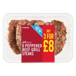 Iceland 6 Peppered Beef Grill Steaks 480g £3.25