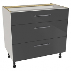Orlando Dark Grey Gloss Slab Drawer Unit - 900mm (Part 1 of  £149.00