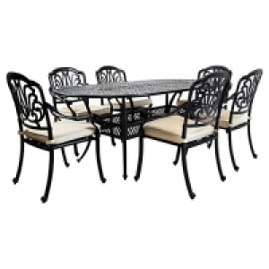 Wickes  Charles Bentley 6 Seater Oval Cast Aluminium Garden Dining S