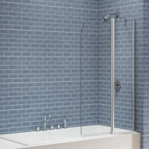 Nexa By Merlyn 6mm Chrome 2 Panel Folding Curved Bath Screen