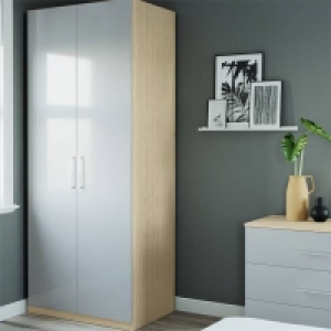 Self Assembly Required Fitted Bedroom Slab Double Wardrobe - Grey