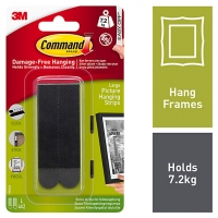 Wickes  Command Black Large Picture Hanging Strips - 4 Pairs