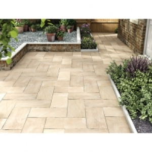 Wickes  Marshalls Indian Sandstone Riven Buff Multi Paving Slab 600 