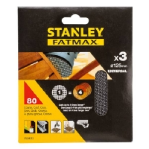 Homebase Silicon Carbide STANLEY FATMAX - 3x 80g Quick Fit Random Orbital Sanding Mes