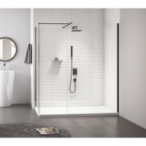 Wickes  Nexa By Merlyn 8mm Black Frameless Wet Room Shower Screen On