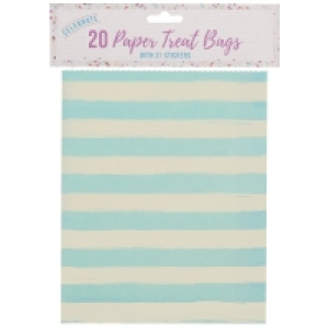 Paper Treat Bags 20pk - Blue Stripes