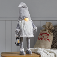 HomeBargains  Festive Feeling: Medium LED Gonk with Lantern - Grey