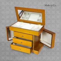 InExcess  Mele & Co. Burl Oak Finish Wooden Jewellery Box
