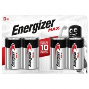 Energizer Max D4 Batteries - Pack of 4 £7.00