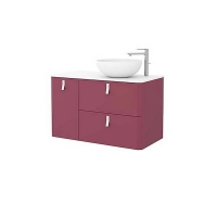 Homebase Mdf / Solid Surface / Steel Sketch 900mm Left Hand Wash Bowl and Unit - Pomegranate Red