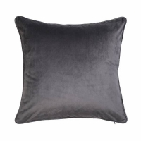 Homebase Dark Grey Velvet Cushion - Dark Grey - 43x43cm