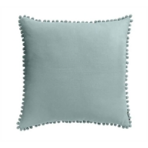 Country Living Linen Pom Pom Cushion - 50x50cm - Duck Egg £20.00