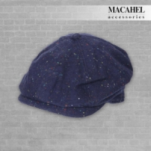 InExcess  Cloth Cap - Navy Blue Tweed 8 Panel Newsboy / Baker Boy - 03