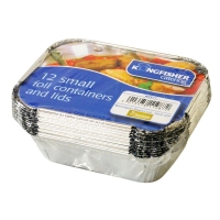 QDStores  Kingfisher Small Foil Containers With Lids (Pack 12)