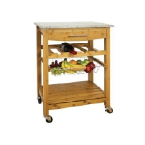 Robert Dyas Bamboo Kitchen Trolley with Granite Top - Brown £59.99