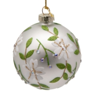Premier Single Green Silver Christmas Tree Bauble with Jewel £3.50