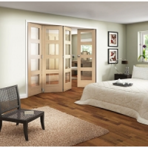 Wickes  Wickes Ashton Internal Folding Door Oak Veneer Glazed 4 Lite