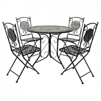 Wickes  Charles Bentley Mosaic 4 Seater Garden Dining Set - Blue