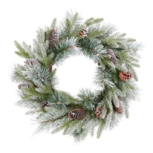 Pvc House Beautiful Pinecones Frosted Christmas Wreath - 60cm