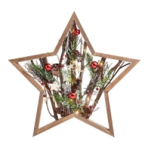 Yes Red Berry and Willow Framed Christmas Star Decoration with L
