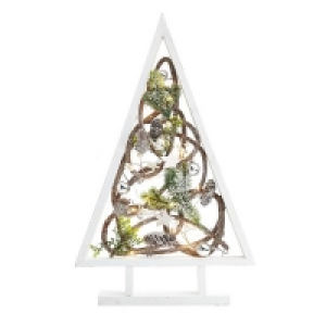 Yes White Berry and Willow Framed Christmas Tree with Lights - 5