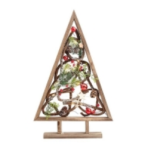 Yes Red Berry and Willow Framed Christmas Tree with Lights - 52c